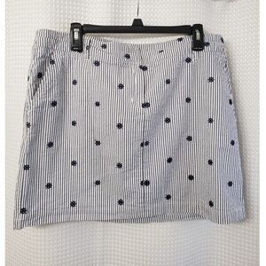 British Khaki Womens Skirt Size 14 Blue & White Stripes Nautical Coastal Helm